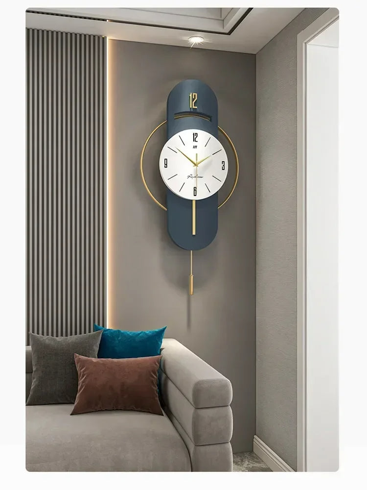 Large Nordic Luxury Wall Clock Modern Design Iron Living Room Swinging
